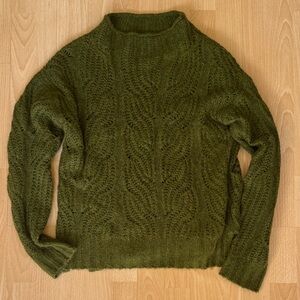 J. Crew Olive Knit Alpaca Wool Mock Neck Sweater (SUPER soft)